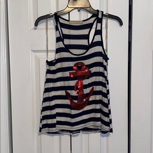 Striped Anchor Tank top with sequin